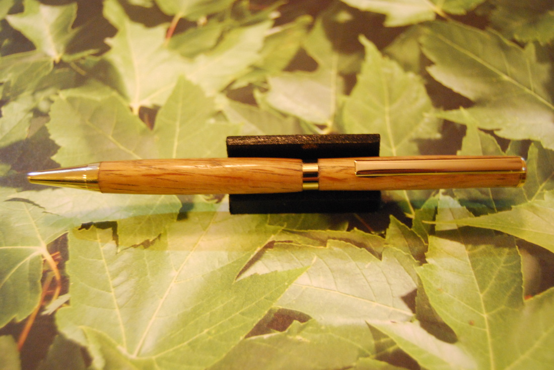 Artisan Slimline Ballpoint Pen With Magenta Box Elder Burl Wood Barrel
